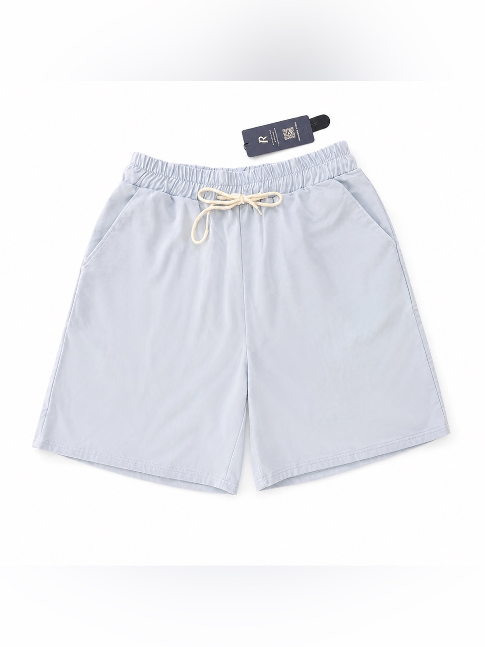ROMWE Light Blue Men's Swim Trunks with Drawstring